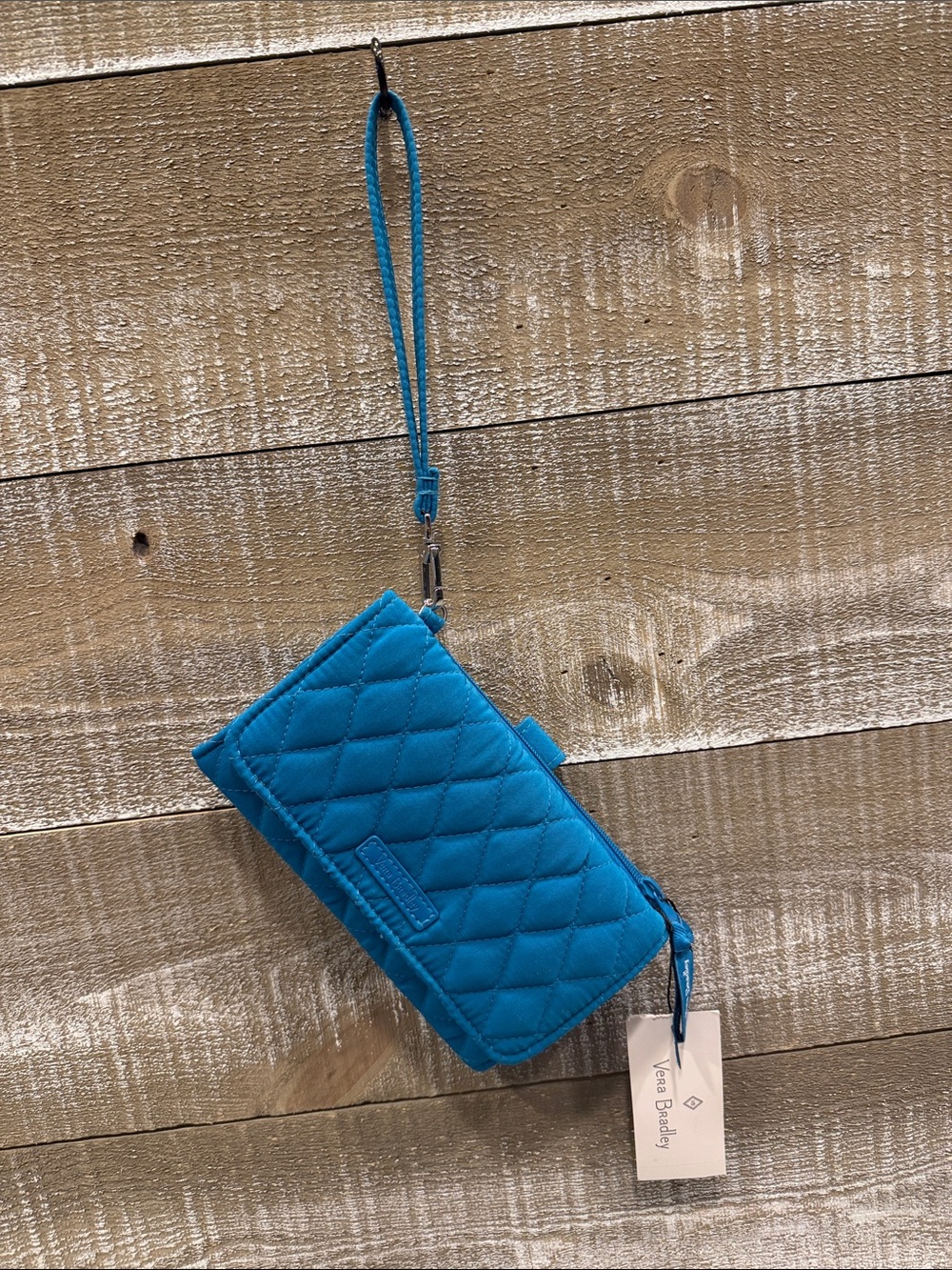 Vera Bradley Quilted Blue Smartphone Wristlet Wallet - Picture 2 of 6